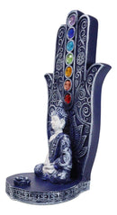 Blue Nirvana Hamsa Palm Buddha Rainbow Chakra Stones Incense Holder Figurine