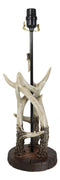 Rustic Western Entwined Stag Deer Antlers On Tree Ring Table Lamp With Shade