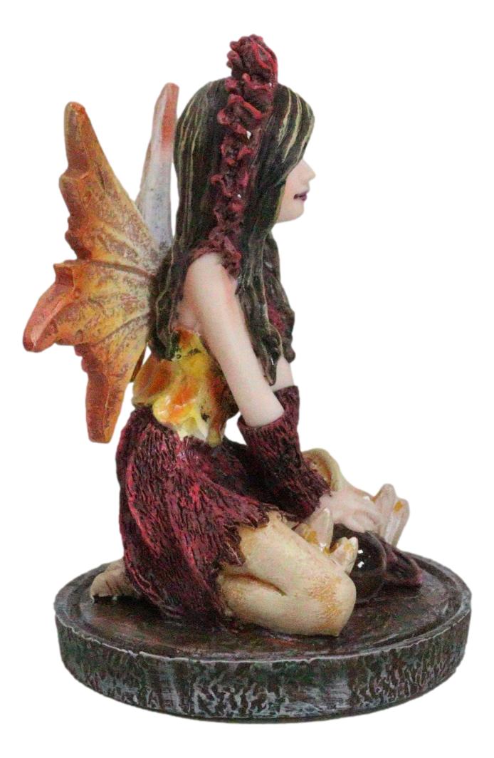 Kneeling Red Tribal Dress Summer Hanuman Fairy with Crystal Ball Small Figurine