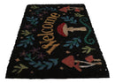 Welcome Mushrooms and Herbs Botanica Black Coir Coconut Fiber Floor Mat Doormat