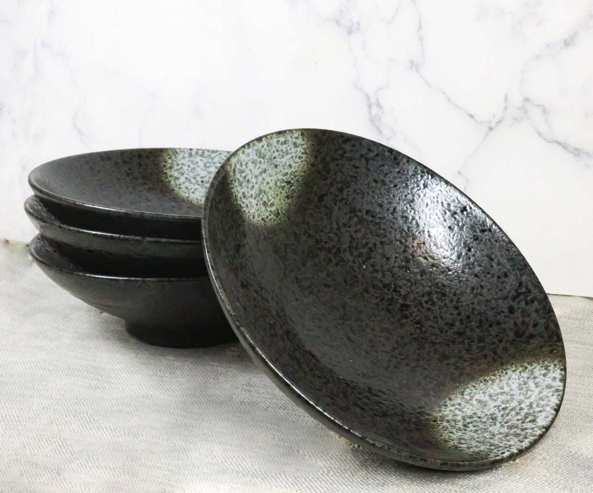 Pack Of 4 Charcoal Grey Tone Hakumu Collection Large Ramen Soup Dinner Bowl 36oz