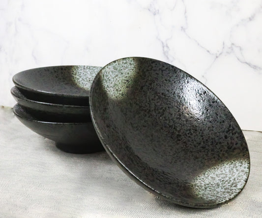 Pack Of 4 Charcoal Grey Tone Hakumu Collection Large Ramen Soup Dinner Bowl 36oz
