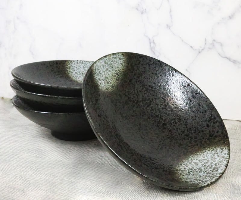 Pack Of 4 Charcoal Grey Tone Hakumu Collection Large Ramen Soup Dinner Bowl 36oz