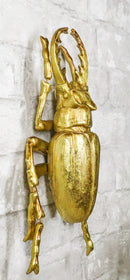 Medium Gold Resin Great Stag Horned Beetle Wall Decor Or Tabletop Figurine