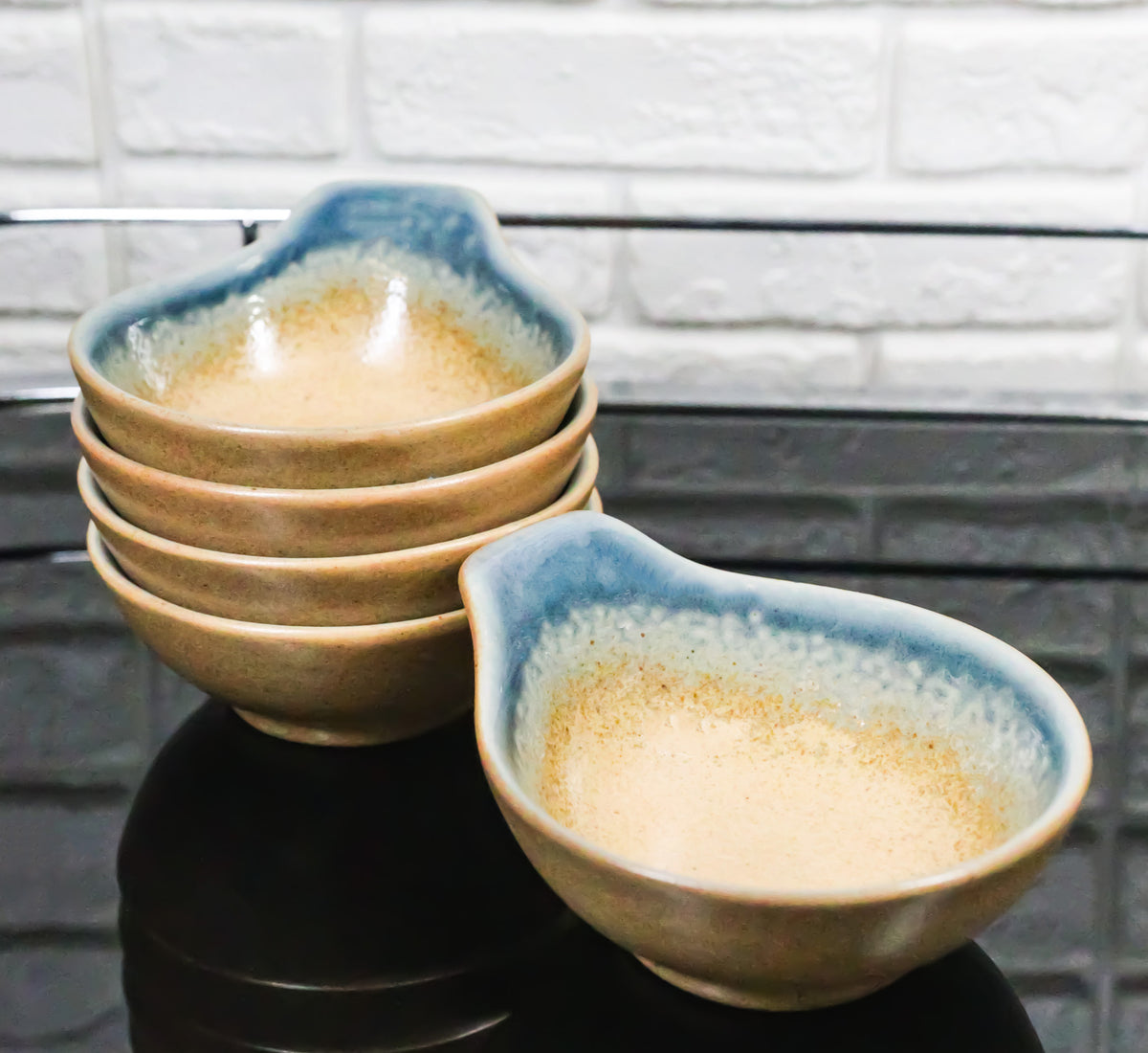 Pack Of 5 Blue River Ao Nagashi Small Ponzu Miso Soup Bowls With Handle 5oz
