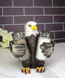 American Patriotic Bald Eagle Salt and Pepper Shaker Holder With Glass Shakers