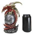 Fantasy Red Gold Dragon On Giant Egg LED Cavern With Medieval Castle Figurine