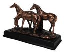 Large 15" Western Equine Beauty Three Horses Bronze Electroplated Resin Figurine