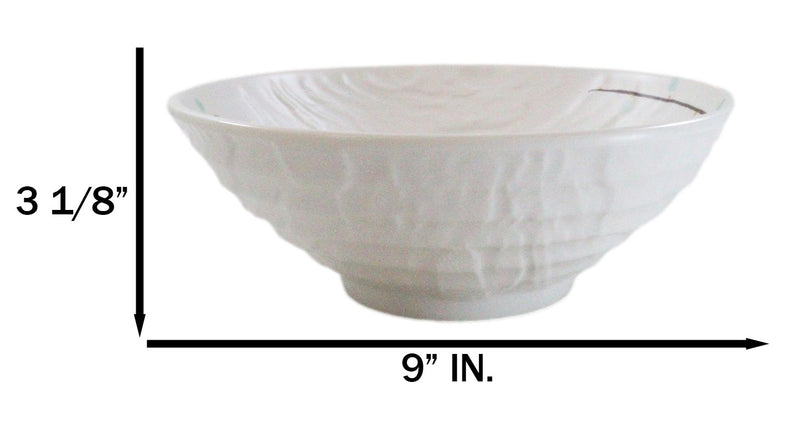 Set Of 6 Modern Yukino Hana Melamine Large Ramen Soup Pasta Salad Bowls 46oz 9"D