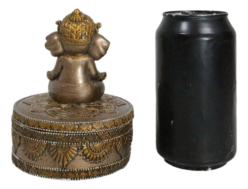 Yoga Ganapati Baby Ganesha In Meditation With Mandala Flower Decor Trinket Box