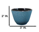 Pack Of 4 Sky Blue Traditional Cast Iron Tetsubin Textured Surface Tea Cups 3oz