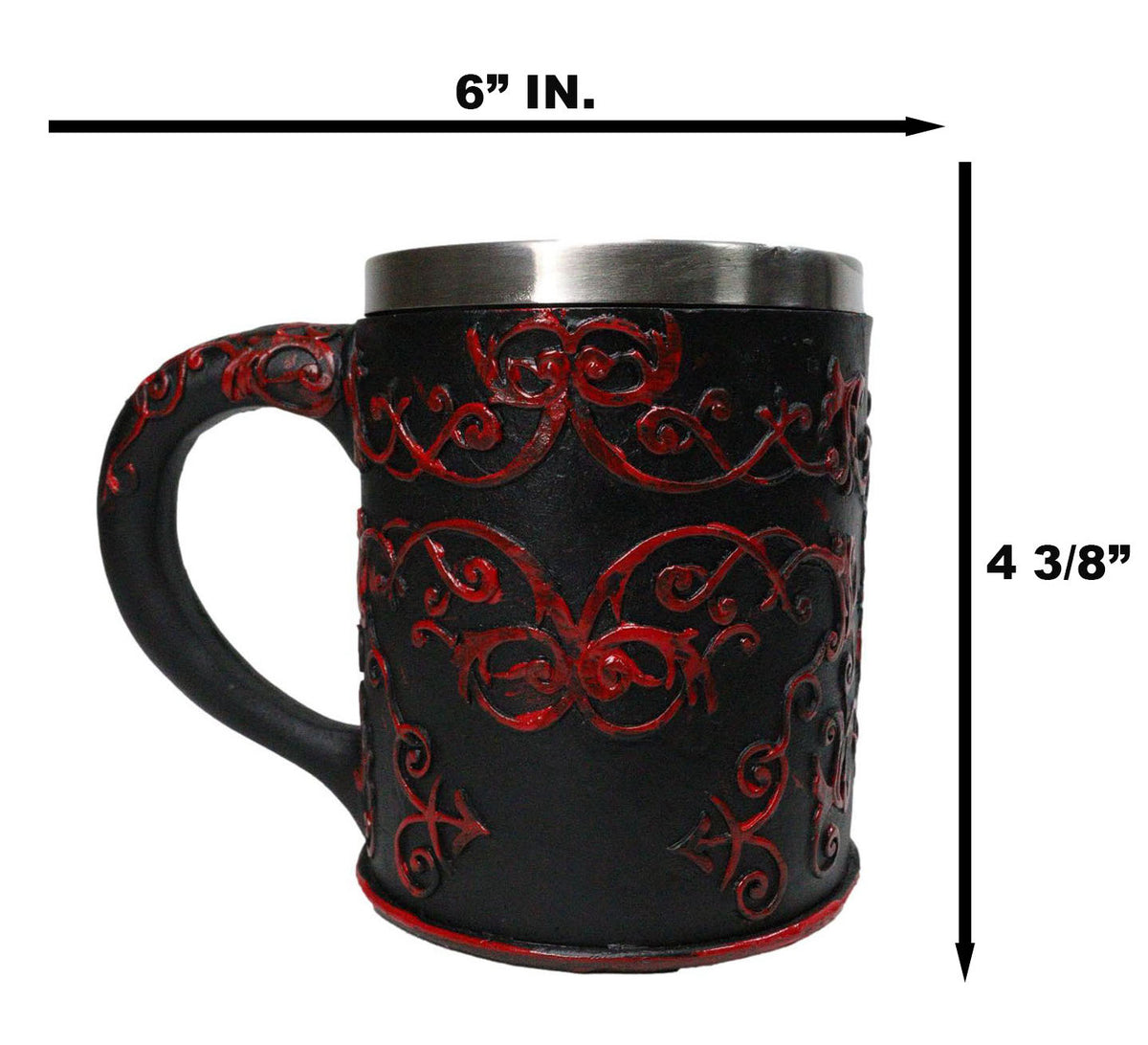 Red Rose Heart Motif Gothic Skeleton Couple Kissing Resin Coffee Cup Mug