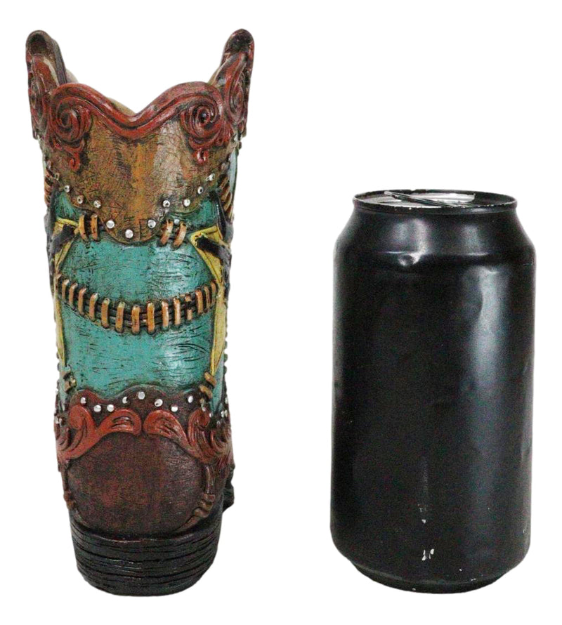 Western Star Texas Longhorn Colorful Faux Tooled Leather Cowboy Boot Money Bank