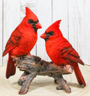 Wildlife Nature 2 Northern Red Cardinal Birds Perching On Branch Figurine