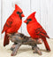 Wildlife Nature 2 Northern Red Cardinal Birds Perching On Branch Figurine