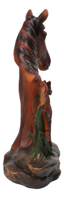 Western Brown Mare and Foal Horse Figurine Realistic Equine Family Sculpture
