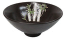 Green Bamboo Forest Black Ceramic Ramen Bowl Soup Spoon Chopsticks And Rest Set