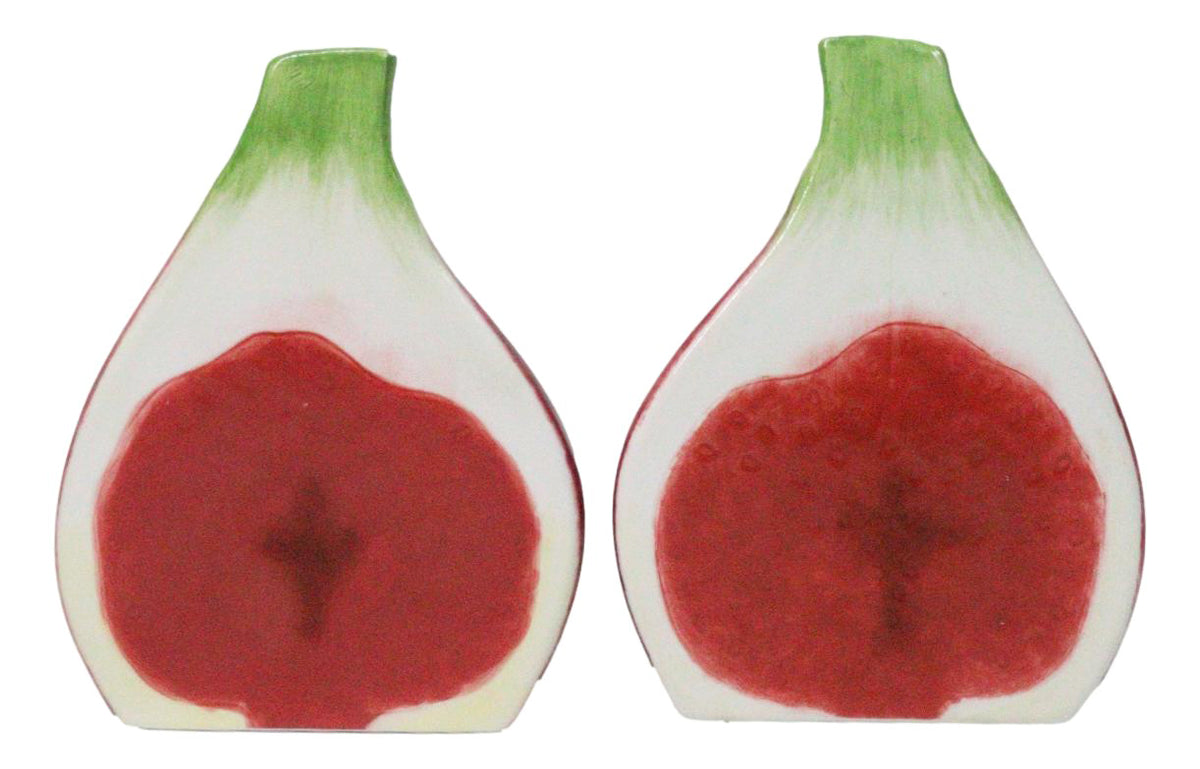 Realistic Ceramic Purple Fig Halves Salt And Pepper Shakers Figurine Set