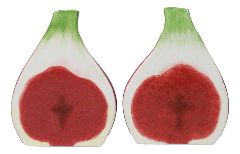 Realistic Ceramic Purple Fig Halves Salt And Pepper Shakers Figurine Set
