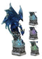 Armored Blue Guardian Water Elemental Dragon On LED Crystals Pedestal Figurine