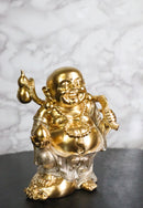 Golden Maitreya Laughing Buddha Bodhisattva Figurine Prosperity Wealth Happiness