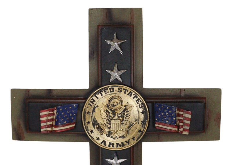 Large Patriot USA Military United States Army Medallion Flags Stars Wall Cross