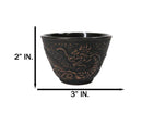 Rustic Bronze Dragon Etching Japanese Tetsubin Style Cast Iron Tea Cups Set of 4