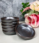 Pack Of 6 Ceramic Tetsu Kesho Black Soy Sauce Oil Condiment Round Dishes Bowls