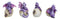 Set Of 4 Purple Spyro Baby Dragon Hatchlings Breaking Out Of Eggs Figurines