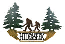 Rustic Sasquatch Big Foot by Pine Trees Hide & Seek Metal Wall Decor Plaque