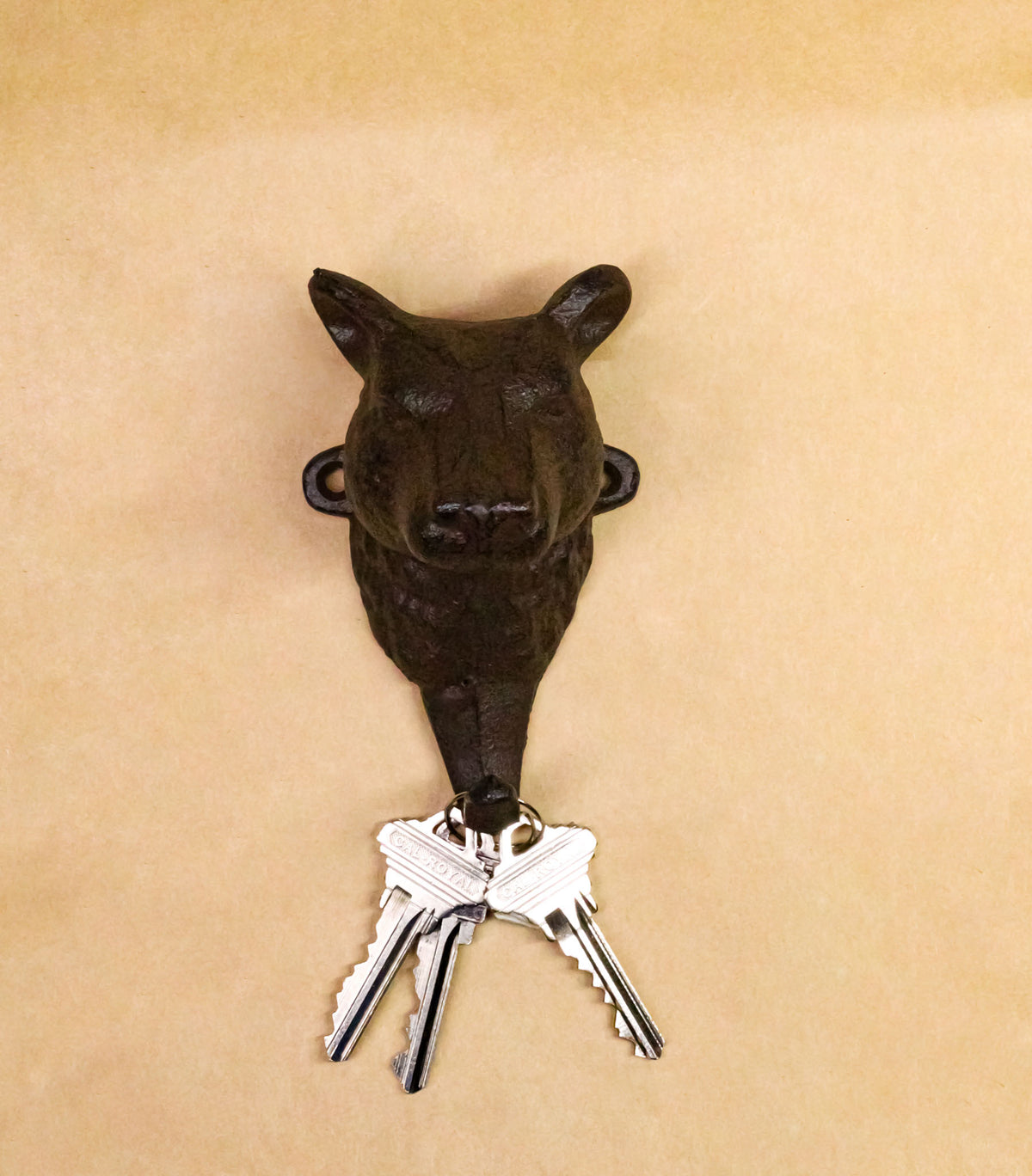 Pack Of 2 Cast Iron Rustic Forest Black Bear Wall Hook Sculptures For Coats Keys