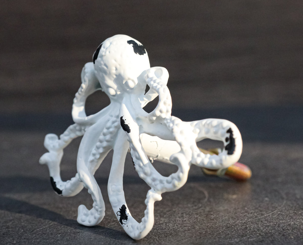 Pack Of 6 Cast Iron Vintage White Sea Octopus Drawer Cabinet Door Pull Knobs - Ebros Gift