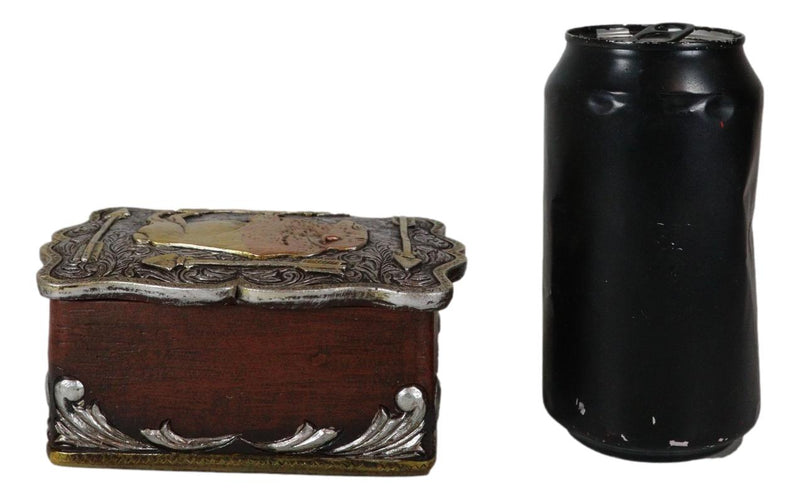 Western Wild Bison Buffalo With Native Indian Arrows Tooled Concho Trinket Box