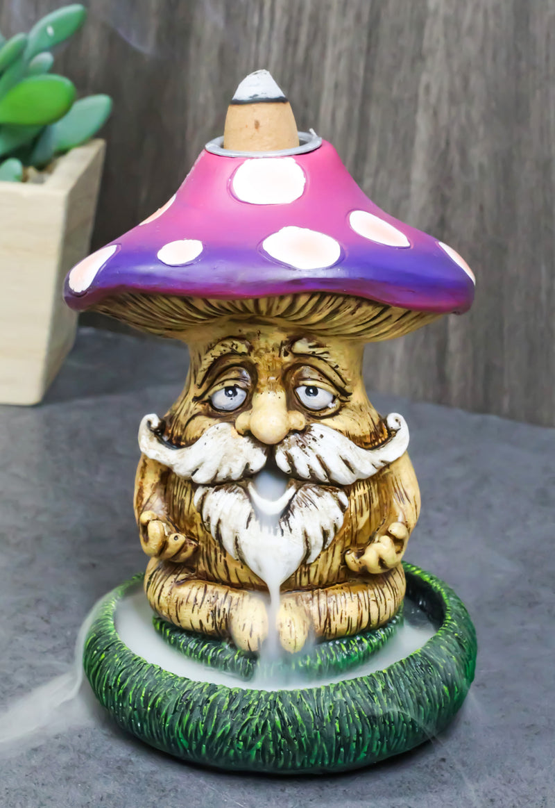 Whimsical Purple Toadstool Mushroom Greenman On Greens Backflow Incense Burner