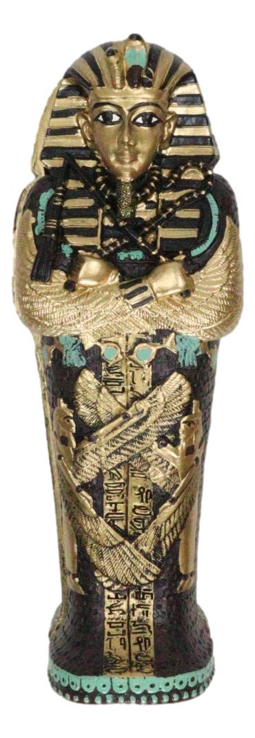Egyptian King Tutankhamun Pharaoh Sarcophagus Coffin With Mummy Figurine Set