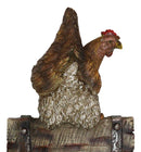 Rustic Country Farm Barn Chicken Hen Perched On Wood Plank Laying Egg Wall Hook