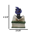 Mystical Black Cat with Witch Hat On Green Book of Spells Small Trinket Box