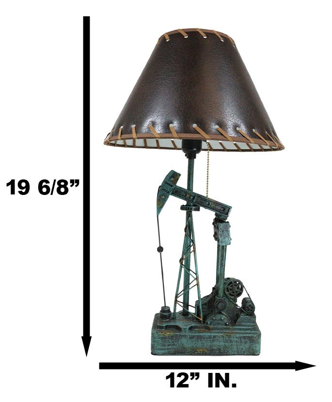 Rustic Western Nodding Donkey Pumpjack Oil Derrick Rig Sculptural Table Lamp