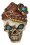 New Orleans Bayou Madame LaLaurie Skull with Turquoise Rocks Money Bank Figurine