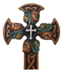 Celtic Knotwork Tooled Faux Leather Colorful Flowers Wall Cross Christian Decor