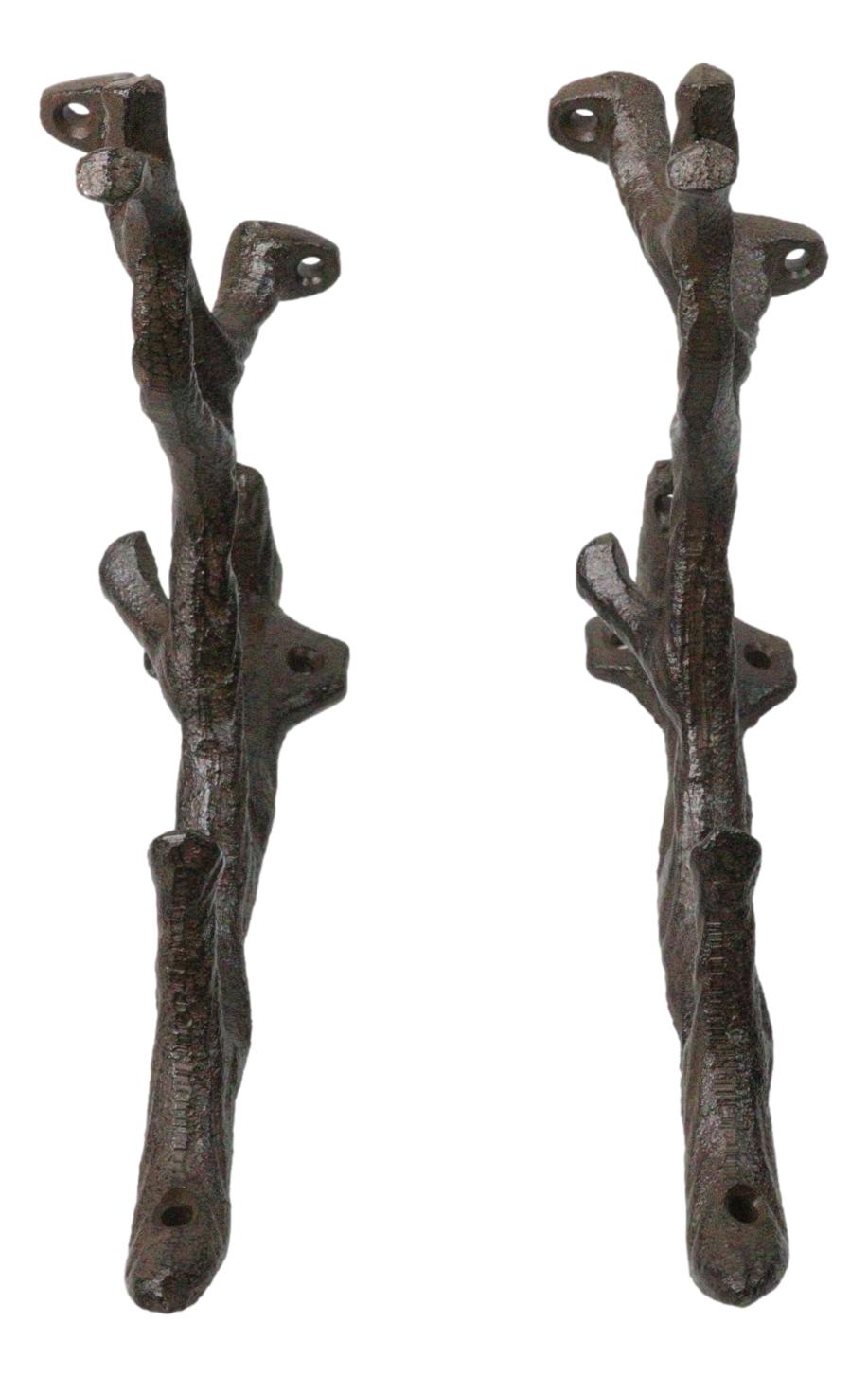 Pack of 2 Cast Iron Nature Flora Fauna Twig Branch Wall Shelf Brackets 7"H - Ebros Gift