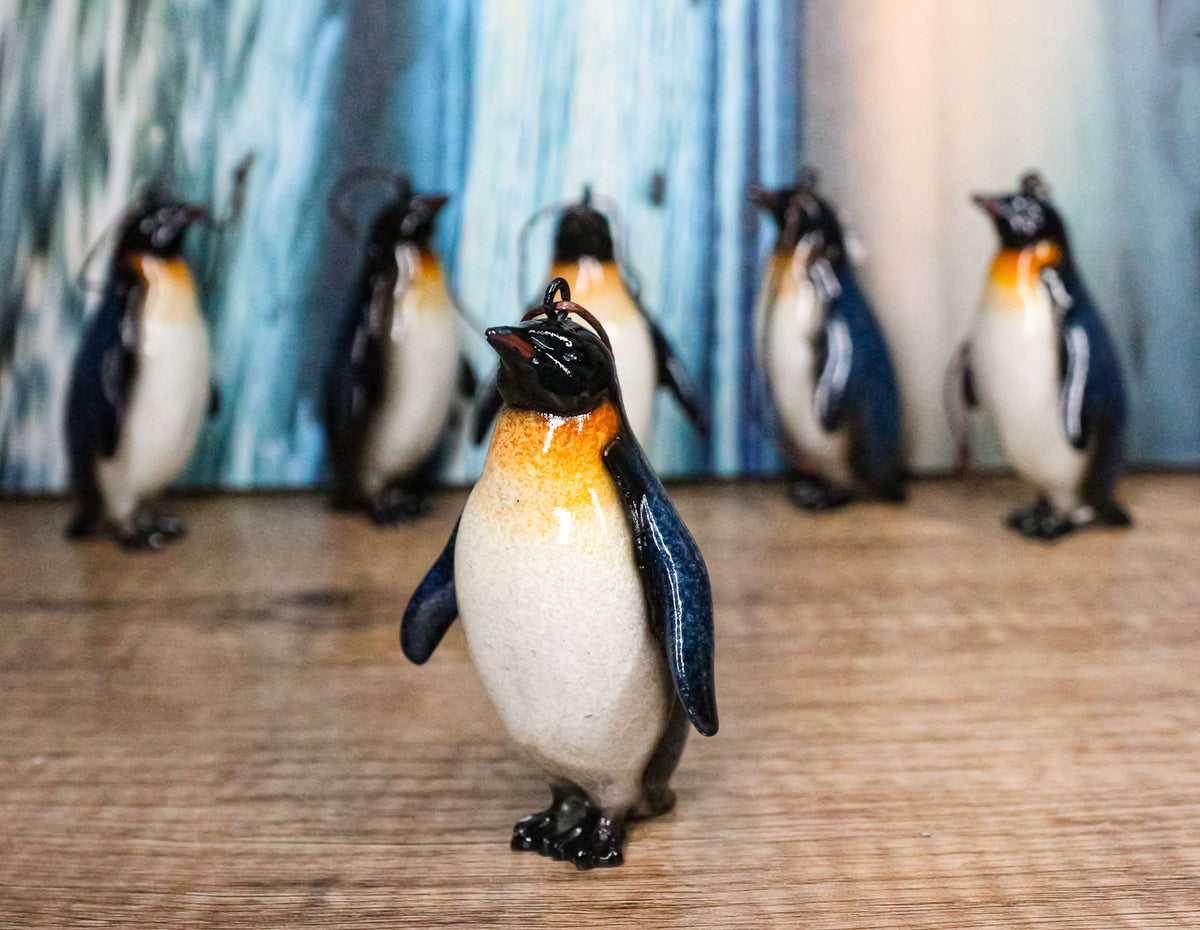 Set Of 6 Nautical Emperor Penguins Ocean Marine Wall Decor Tree Ornaments