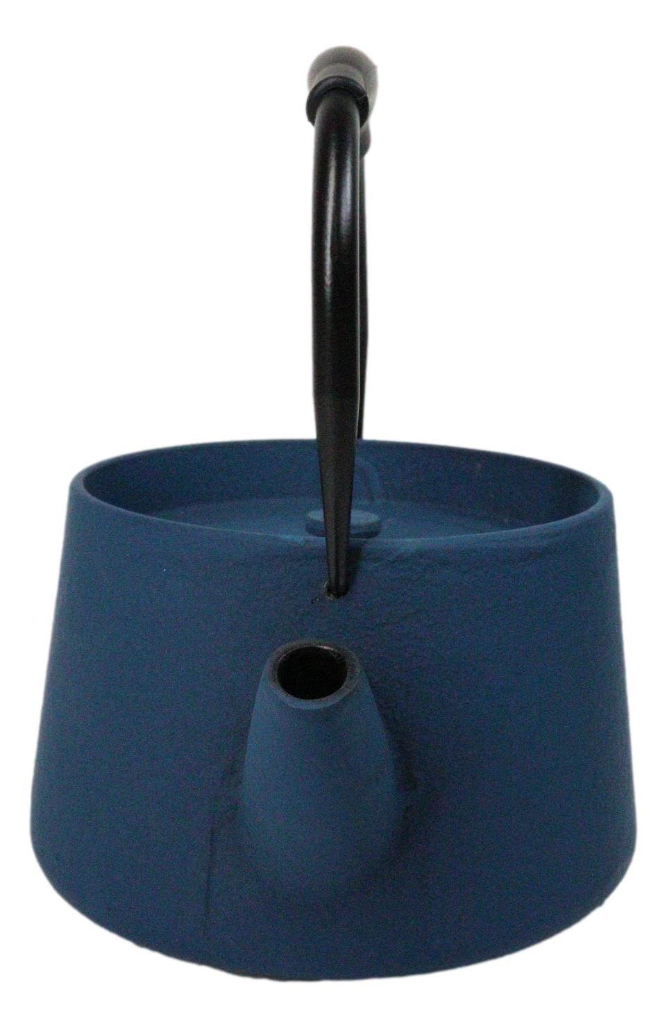 Royal Blue Modern Straight Edge Design Tetsubin Larger Cast Iron Teapot 33oz
