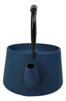 Royal Blue Modern Straight Edge Design Tetsubin Larger Cast Iron Teapot 33oz