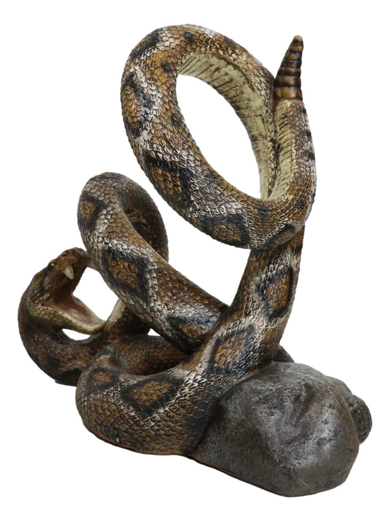 Rustic Western Coiled Diamondback Rattlesnake Snake Wine Bottle Holder Figurine