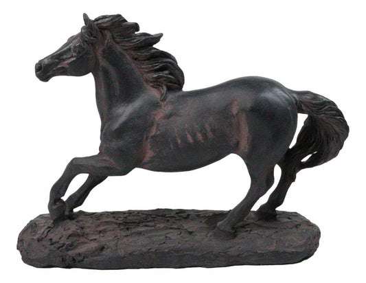 Western Wild And Free Open Grasslands Galloping Horse Faux Bronze Figurine 9"L