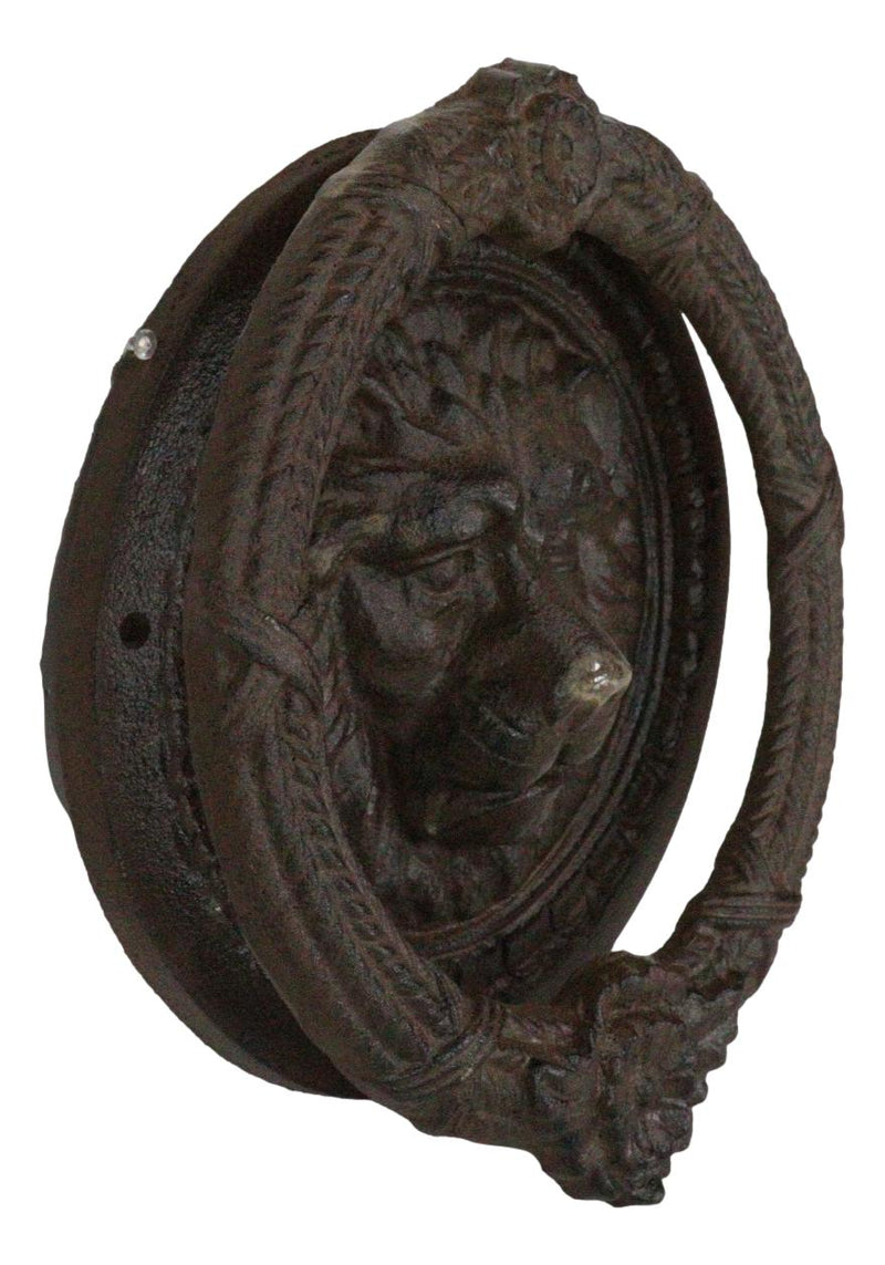 Heavy Cast Iron Rustic Royal Venetian Lion Head Round Decorative Door Knocker