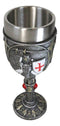 Medieval Templar Crusader Knight Suit of Armor On Horse Wine Goblet Chalice Cup