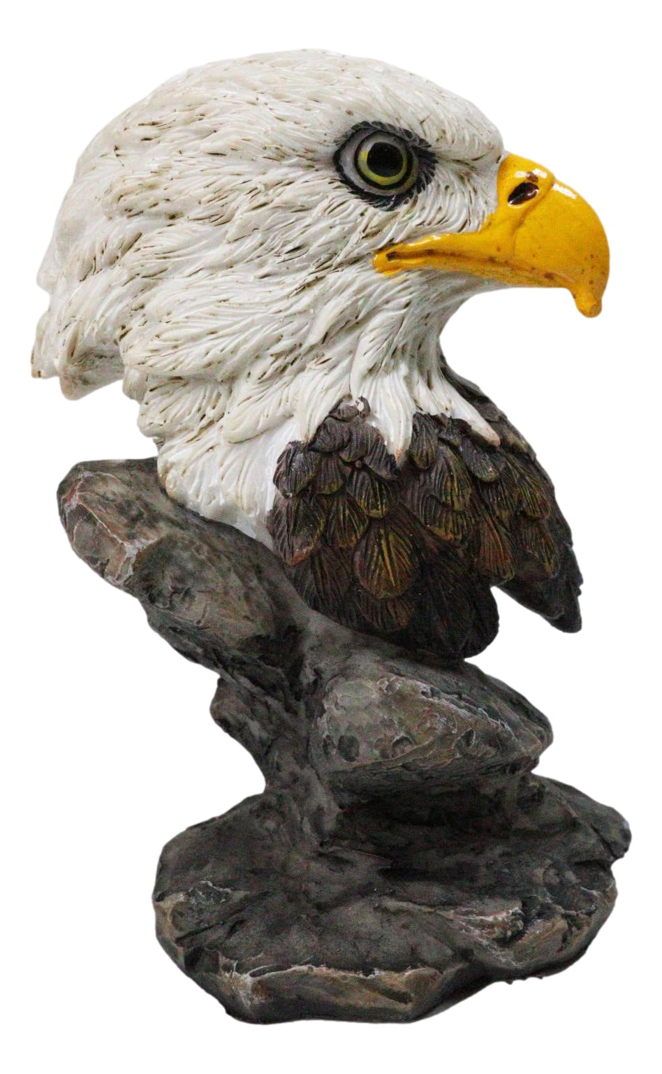 American Patriotism Majestic Royal Bald Eagle Head Bust On Rocks Figurine 4.5"H