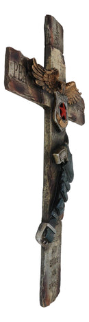 Large Men In Blue Police Officer Gun Eagle Badge Hope Grace Peace Wall Cross